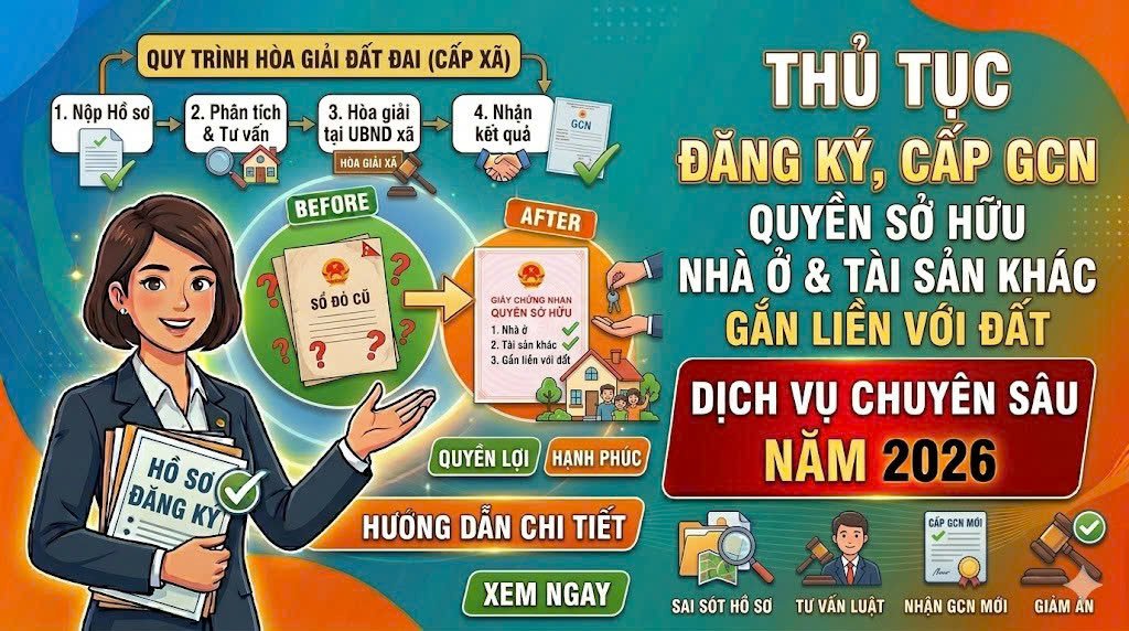 Thủ tục đăng ký cấp giấy chứng nhận quyền sở hữu nhà ở và tài sản khác gắn liền với đất