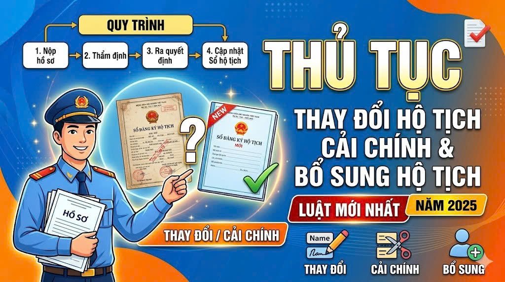Thủ tục thay đổi hộ tịch cải chính và bổ sung hộ tịch